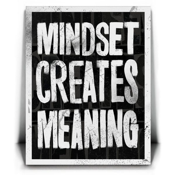 Mindset Creates Meaning - Black and White Canvas - Image 2