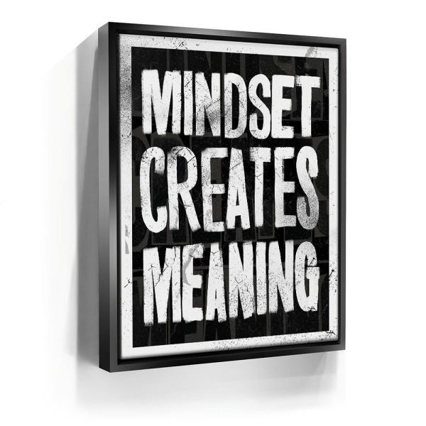 Mindset Creates Meaning - Black and White Canvas - Image 3