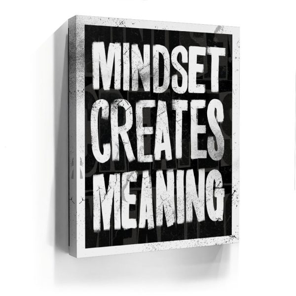 Mindset Creates Meaning - Black and White Canvas - Image 4